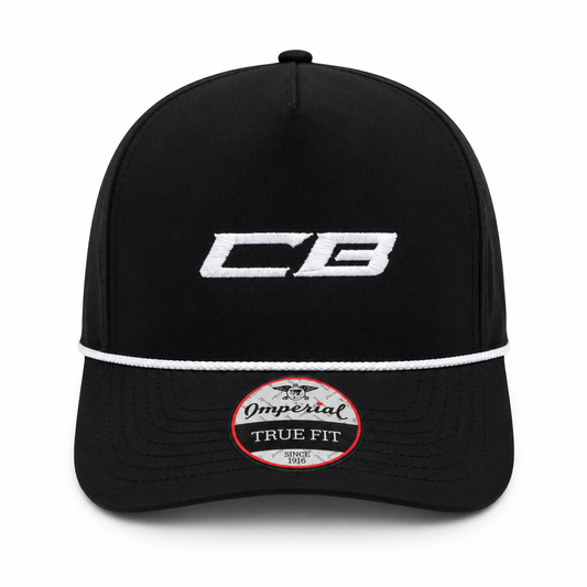 Black CBR Trucker-Style Rope Hat (White Rope)